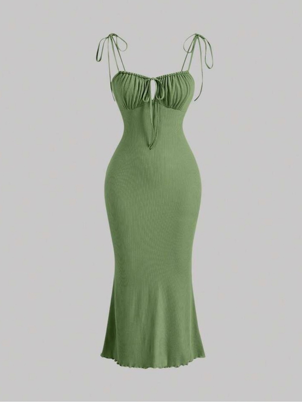 Green Tie-Strap Midi Dress